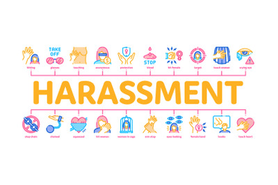 Sexual Harassment Minimal Infographic Banner Vector