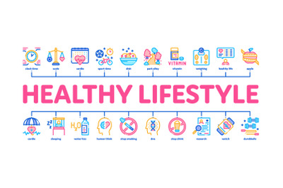 Healthy Lifestyle Minimal Infographic Banner Vector