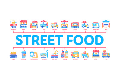 Street Food And Drink Minimal Infographic Banner Vector