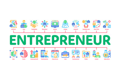 Entrepreneur Business Minimal Infographic Banner Vector