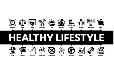 Healthy Lifestyle Minimal Infographic Banner Vector