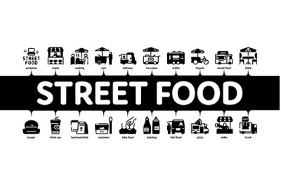 Street Food And Drink Minimal Infographic Banner Vector