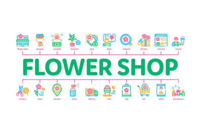 Flower Shop Boutique Minimal Infographic Banner Vector