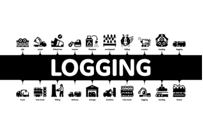 Wood Logging Industry Minimal Infographic Banner Vector