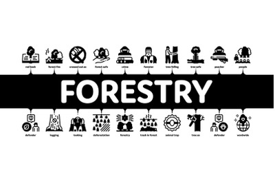 Forestry Lumberjack Minimal Infographic Banner Vector