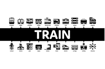 Train Rail Transport Minimal Infographic Banner Vector