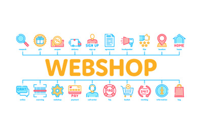 Webshop Internet Store Minimal Infographic Banner Vector