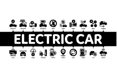 Electric Car Transport Minimal Infographic Banner Vector