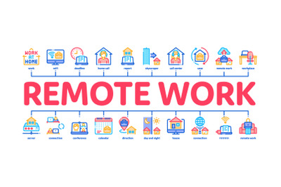 Remote Work Freelance Minimal Infographic Banner Vector