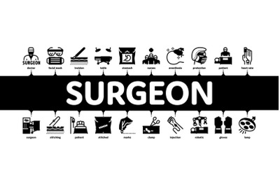 Surgeon Medical Doctor Minimal Infographic Banner Vector