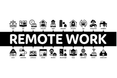 Remote Work Freelance Minimal Infographic Banner Vector