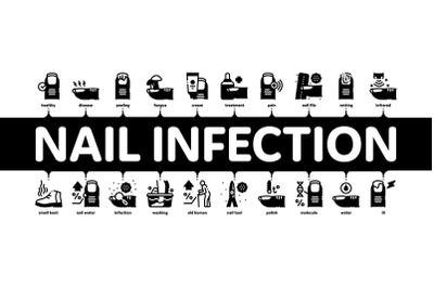 Nail Infection Disease Minimal Infographic Banner Vector