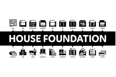 House Foundation Base Minimal Infographic Banner Vector