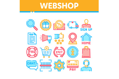 Webshop Internet Store Collection Icons Set Vector