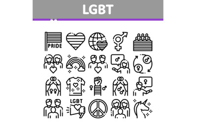 Lgbt Homosexual Gay Collection Icons Set Vector