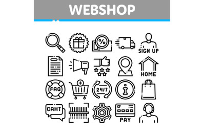 Webshop Internet Store Collection Icons Set Vector