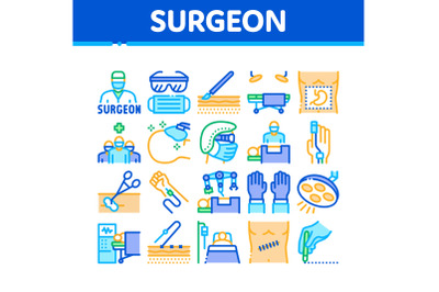 Surgeon Medical Doctor Collection Icons Set Vector