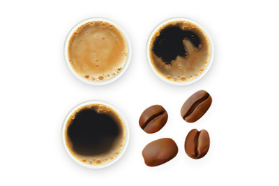 Coffee Bean And Brewed Drink Collection Set Vector