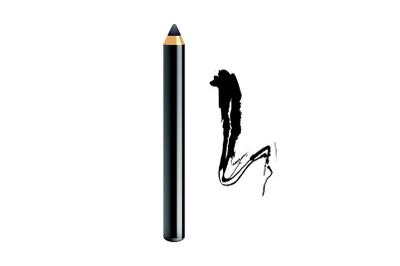 Eyeliner Pencil And Paint Stroke Makeup Set Vector