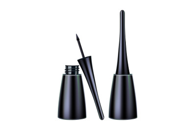 Eyeliner Brush And Package Makeup Tool Set Vector