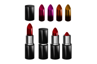 Lipstick Make-up Lips Paint Accessory Set Vector