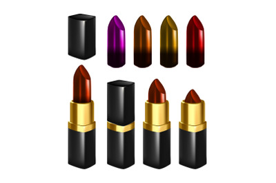 Lipstick Packages Makeup Accessory Set Vector