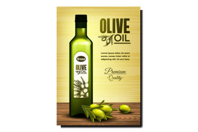 Olive Oil Product Bright Promotional Banner Vector