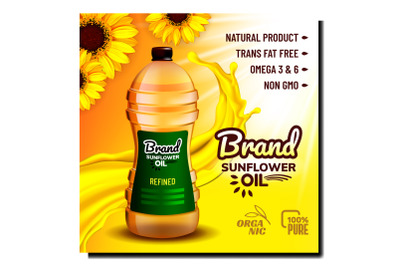 Sunflower Refined Oil Promotional Banner Vector