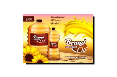 Sunflower Oil Natural Product Promo Poster Vector