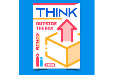 Think Outside Box Creative Promo Poster Vector