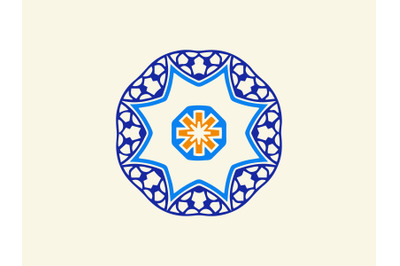 Ornament Abstract Navy Blue Orange Color
