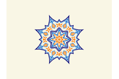 Ornament Abstract Navy Blue Orange Color