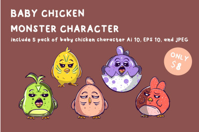 Baby Chicken Monster Character