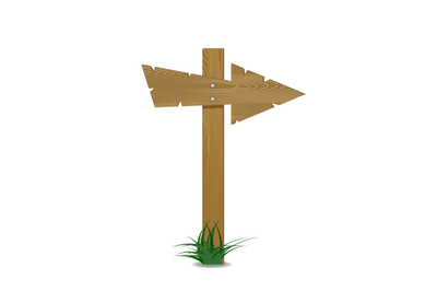 Wood arrow with green grass