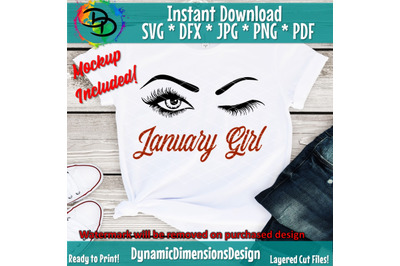 January girl png, January birthday bday png, Eyelashes svg, Lashes, Wo