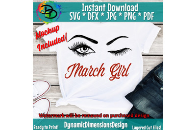 March girl png, March birthday bday png, Eyelashes svg, Lashes, Women