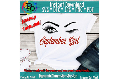 September girl png, September birthday bday, Eyelashes svg, Lashes, Wo