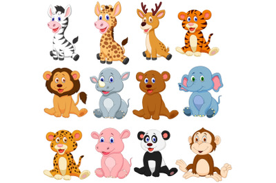 Cartoon Baby Animals Vector Set