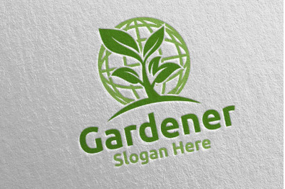 Global Botanical Gardener Logo Design 32