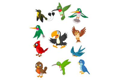 Cartoon Birds Vector Set