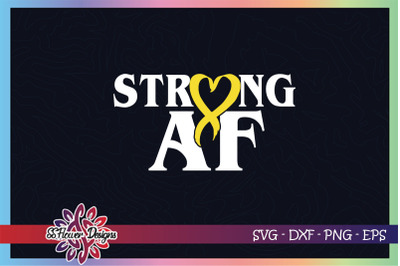 Strong AF svg, ribbon cancer svg, yellow ribbon, bone cancer