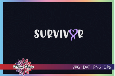 Survivor svg, ribbon cancer, lavender ribbon, cancer awareness