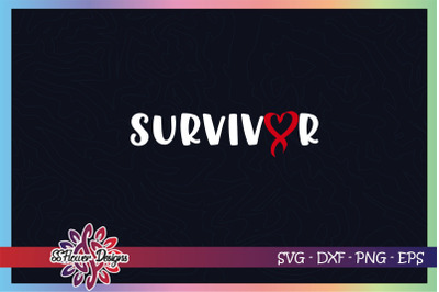 Survivor svg, ribbon cancer svg, red ribbon, Heart disease