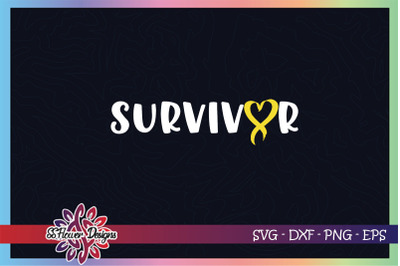 Survivor svg, ribbon cancer svg, yellow ribbon, bone cancer