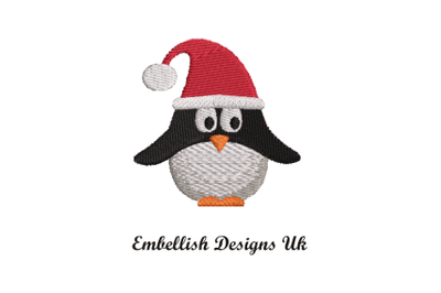 Penguin In Santa Hat Machine Embroidery Design