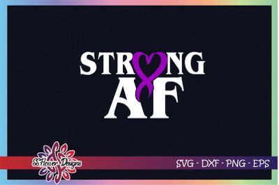 Strong AF svg, ribbon cancer svg, purple ribbon, Pancreatic svg