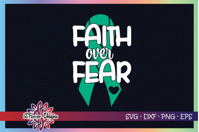 Faith over fear svg, ribbon cancer svg, jade ribbon, Liver cancer svg