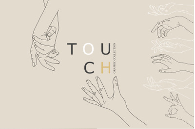 Touch. Line art hands