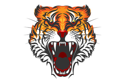 Angry Tiger Face Illustration