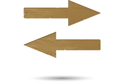 Wooden arrow right and left isolated